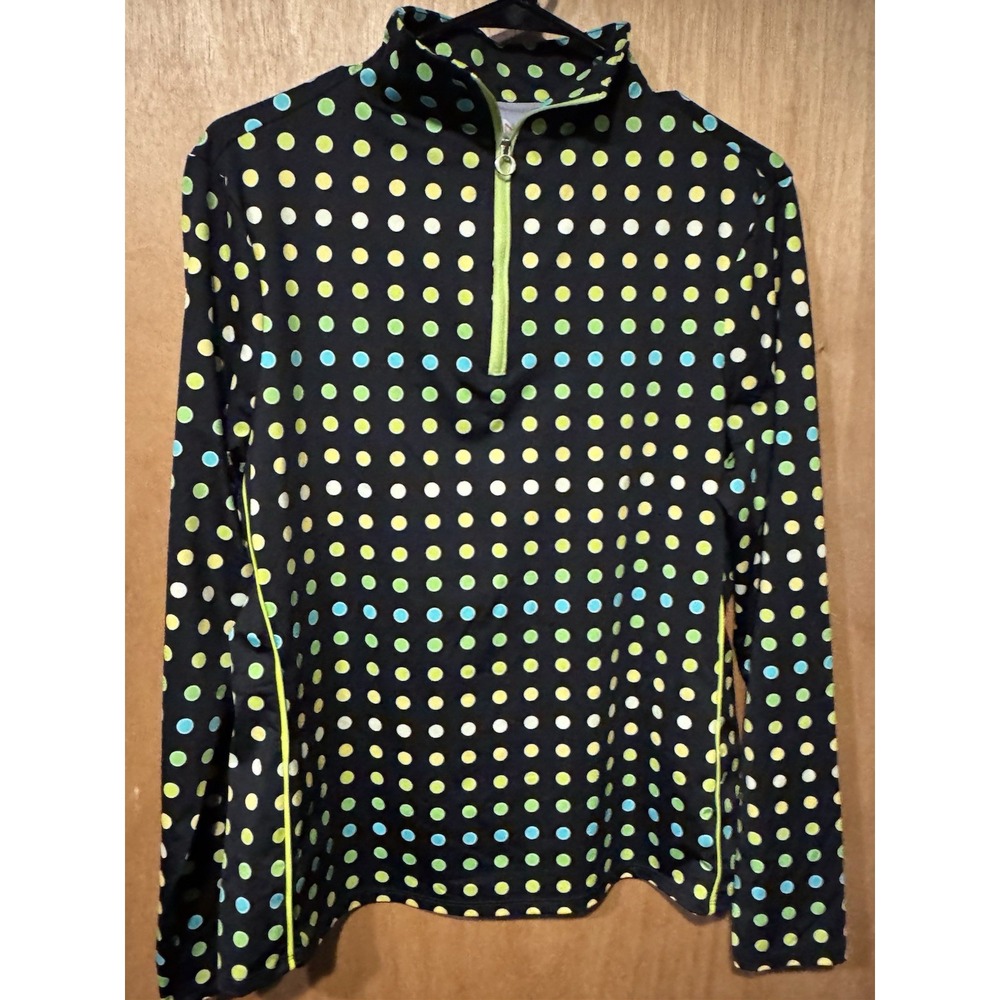 KINONA Polka Dot Long Sleeve 1/4 Zip Golf Top – Women's Large (C1)